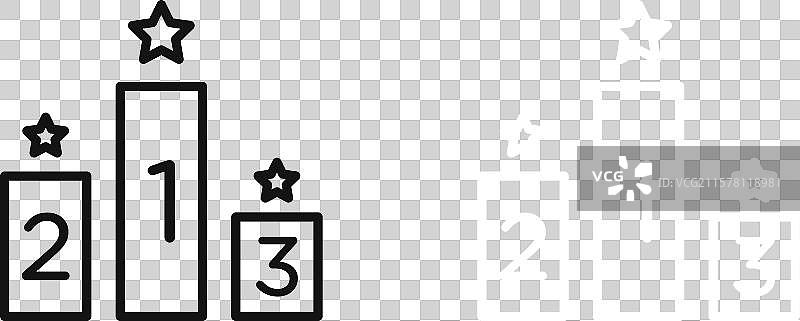 黑白轮廓的领奖台明星图标集图片素材