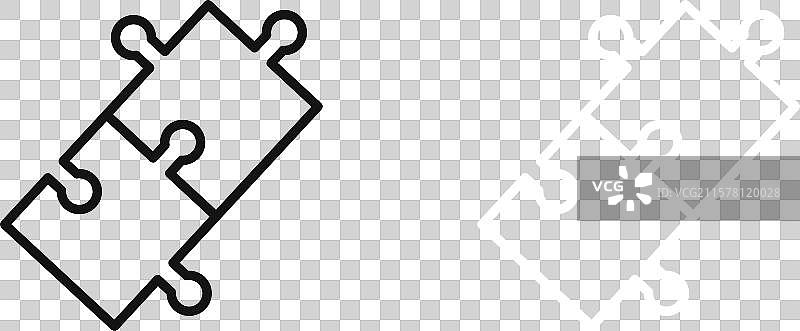 黑白轮廓拼图块图标集图片素材