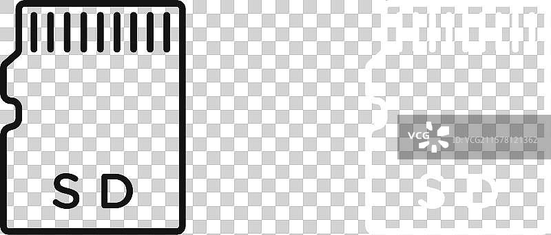 黑白轮廓的SD卡图标集图片素材