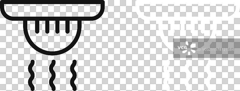 黑白轮廓的烟雾传感器图标集图片素材