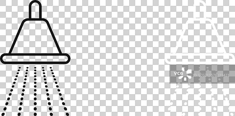 黑白轮廓的淋浴图标集图片素材