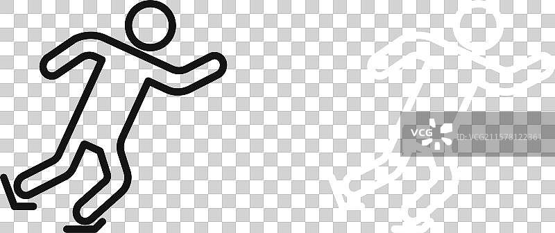 黑白轮廓滑冰图标集图片素材