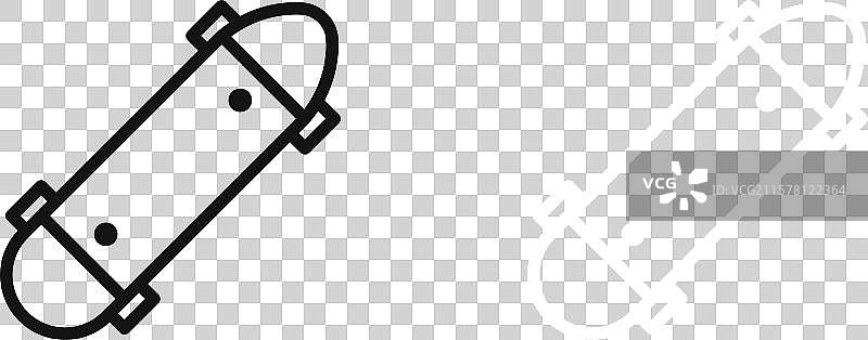 黑白轮廓的滑板图标集图片素材