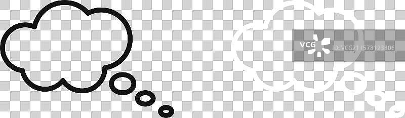 黑白色的思维气泡图标集图片素材