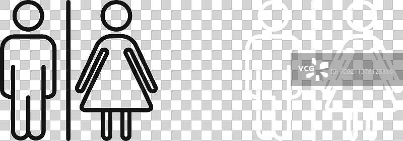 黑白轮廓的厕所图标集图片素材