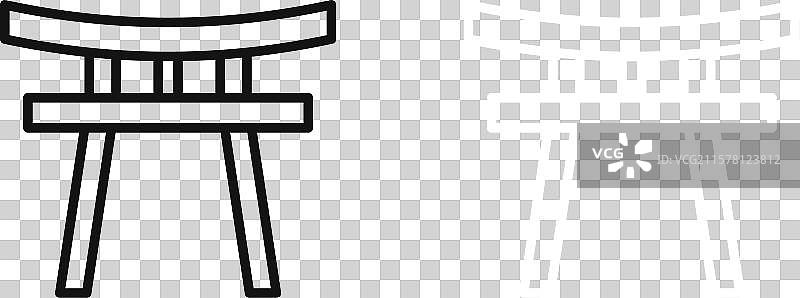 黑白轮廓的鸟居图标集图片素材