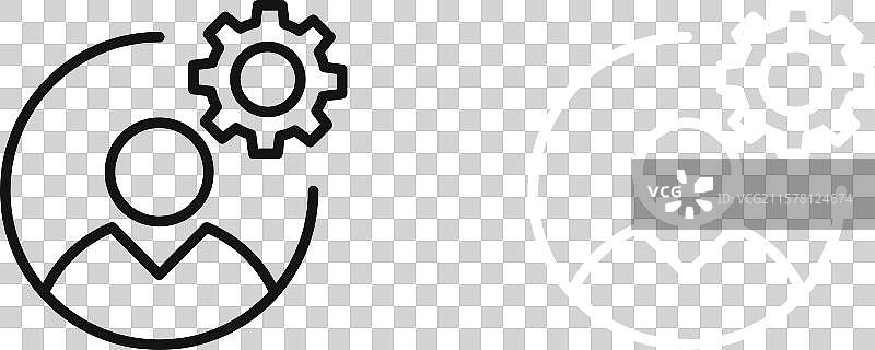 黑白轮廓的用户齿轮图标集图片素材