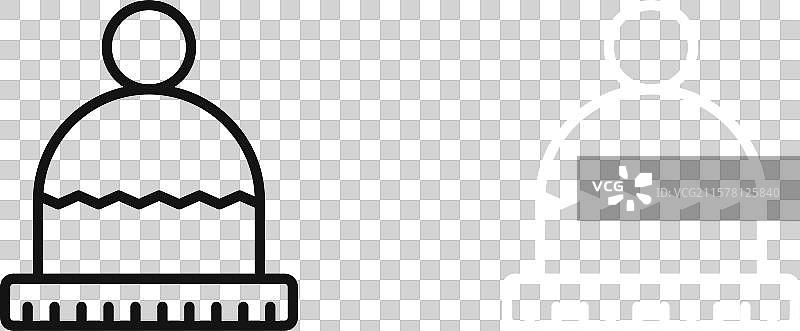 黑白轮廓的冬季帽子图标集图片素材