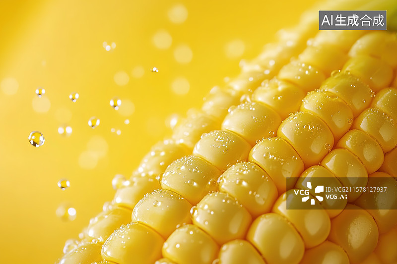 【AI数字艺术】黄色背景下的玉米特写图片素材