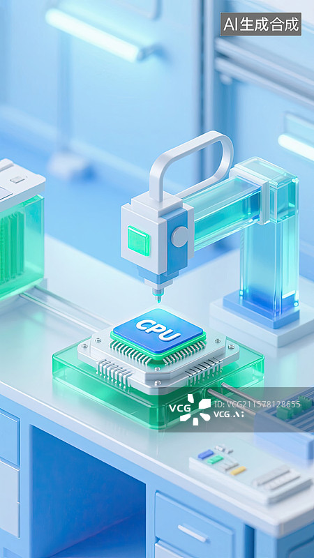 【AI数字艺术】3D，光刻机，芯片，模型，科技图片素材