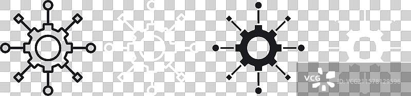 黑白填充的算法图标集图片素材