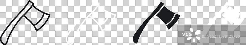 黑白填充的斧头图标集图片素材