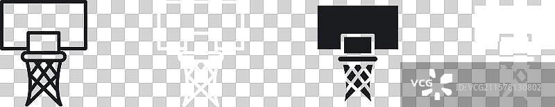 黑白填充的篮球架图标集图片素材