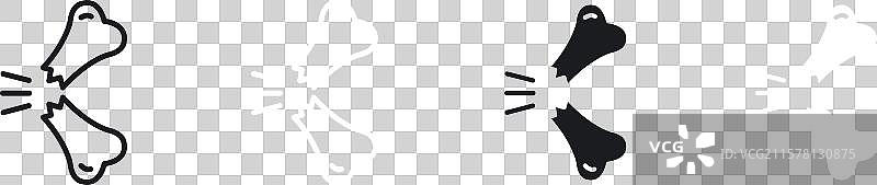 黑白填充的骨折图标集图片素材