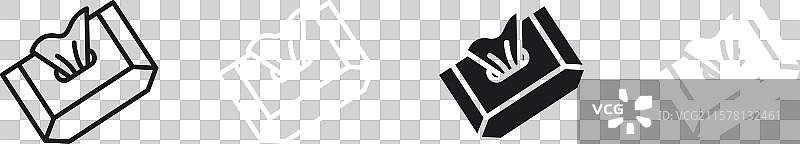 黑白填充的纸巾盒图标集图片素材