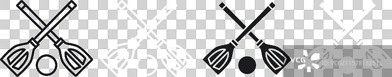 黑白填充的扫球图标集图片素材