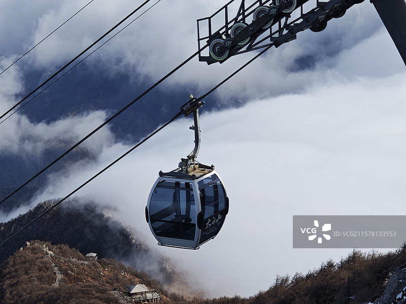 陕西太白山缆车图片素材