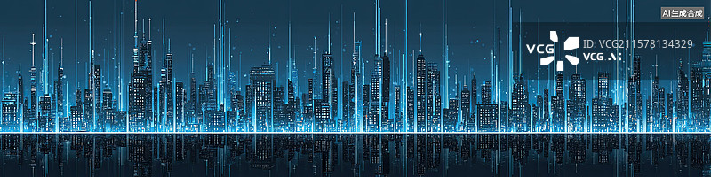 【AI数字艺术】未来夜城汽车创新抽象蓝色科技背景智慧城市景观中空旷道路速度光迹图片素材