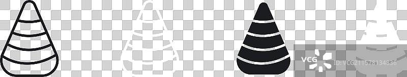 黑白填充的糖果玉米图标集图片素材