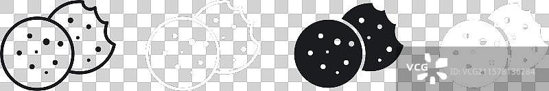 黑白填充的饼干图标集图片素材