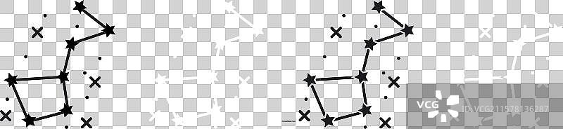 黑白填充的星座图标集图片素材