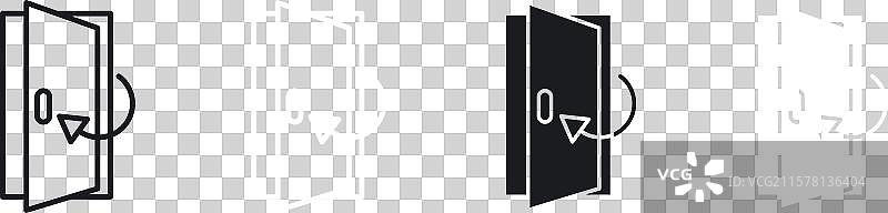 黑白填充的关闭门图标集图片素材