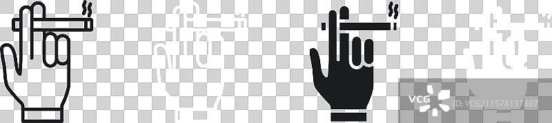 黑色手持香烟图标集图片素材