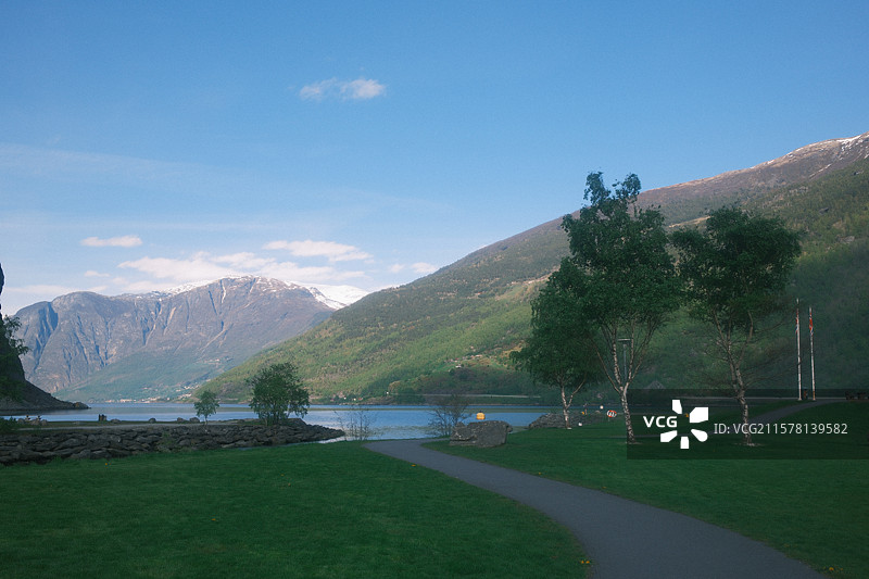 flam Stegastein观景台 位于挪威 艾于兰 （Aurland）附近，靠近 松恩峡湾 （S图片素材