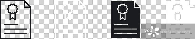 黑白填充的许可证图标集图片素材