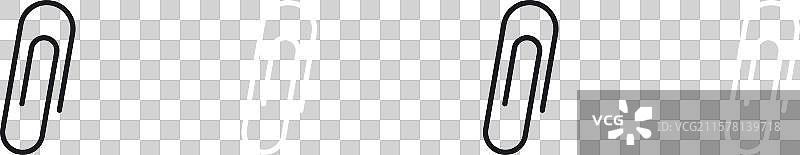 黑白填充的回形针图标集图片素材