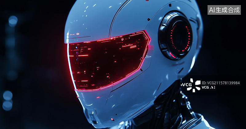 【AI数字艺术】未来感机器人头部特写图片素材