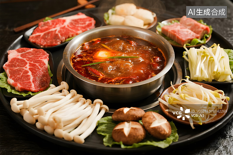 【AI数字艺术】潮汕牛肉火锅满桌牛肉烫牛肉图片素材