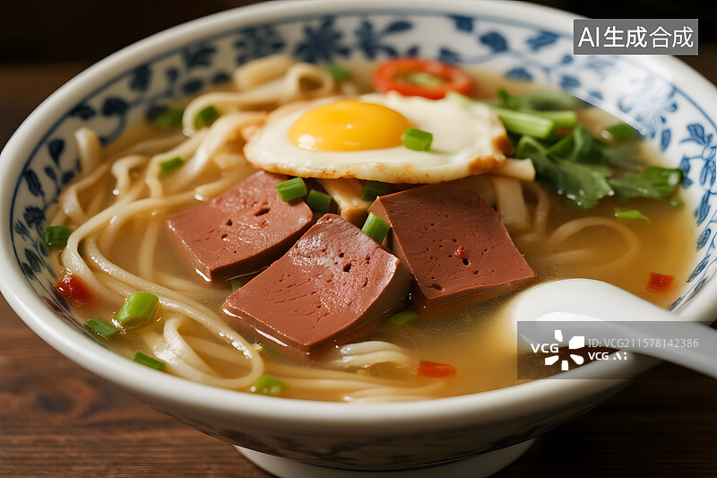 【AI数字艺术】一碗热气腾腾的南京鸭血粉丝汤图片素材