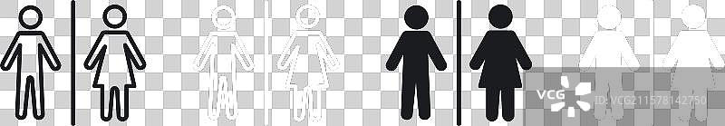 黑白填充的洗手间图标集图片素材