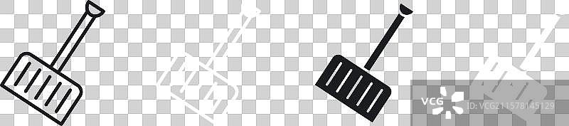 黑白填充的雪铲图标集图片素材