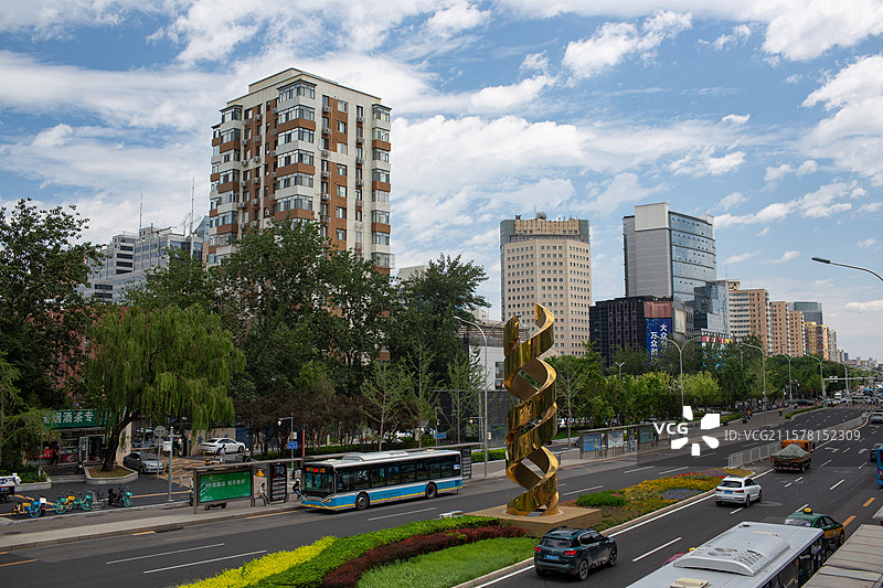 蓝天白云下的北京中关村风光图图片素材