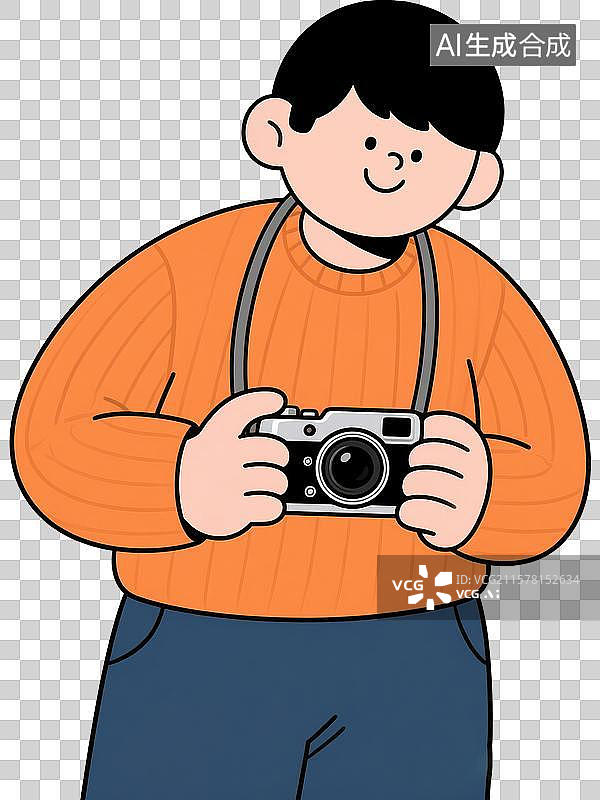 【AI数字艺术】手拿相机拍照的男孩图片素材