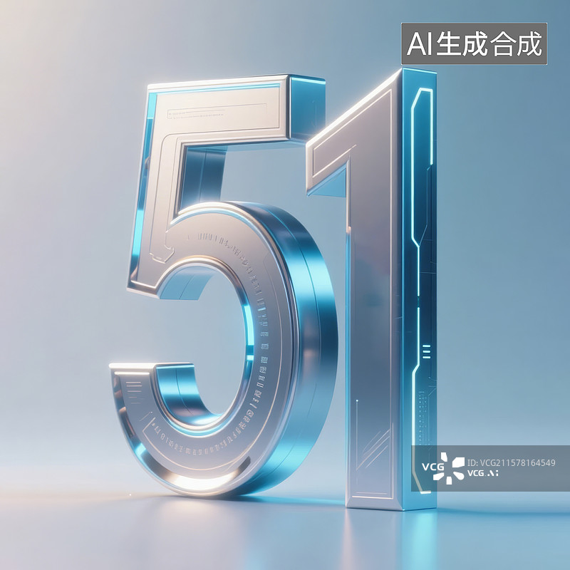 【AI数字艺术】五一劳动节银色炫酷科技未来五一劳动节数字51图片素材