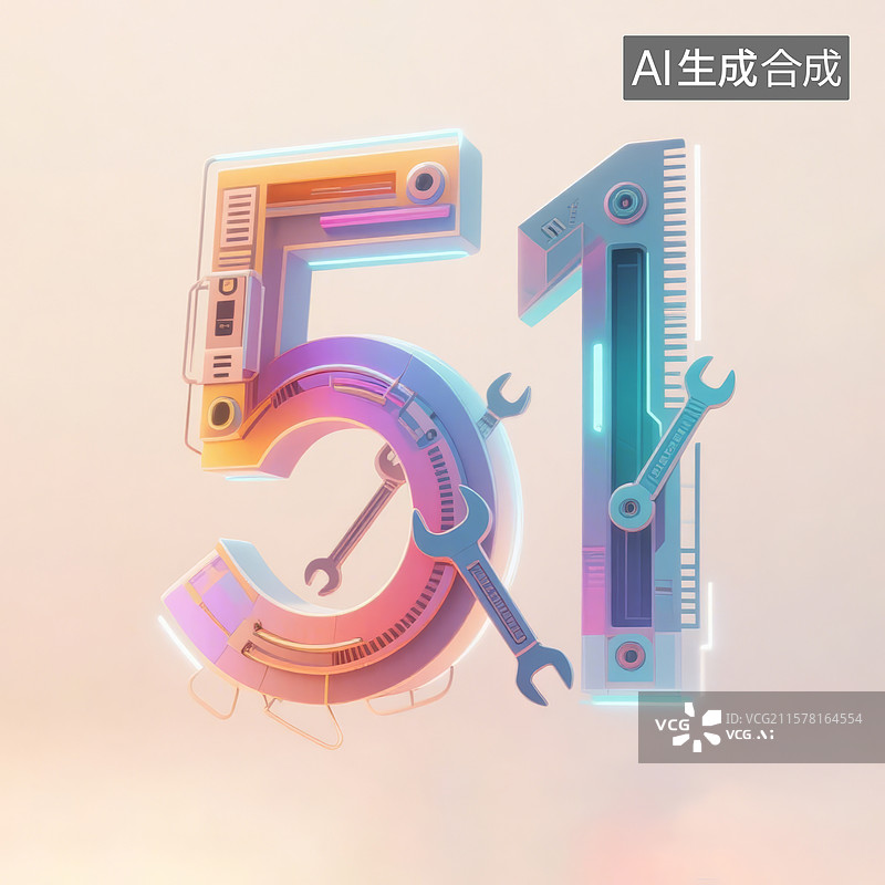【AI数字艺术】五一劳动节机械科技创意3D数字51图片素材