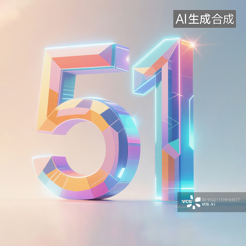 【AI数字艺术】五一劳动节彩色几何3D数字51图片素材