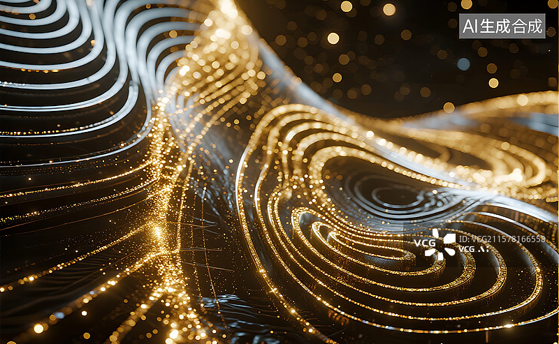 【AI数字艺术】液态铱金表面光波扩散时空涟漪光纹背景图片素材