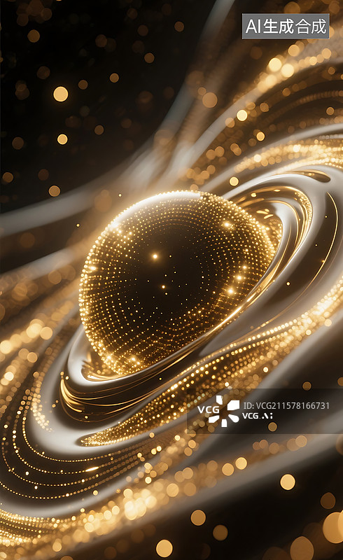 【AI数字艺术】液态铱金表面光波扩散时空涟漪光纹背景图片素材