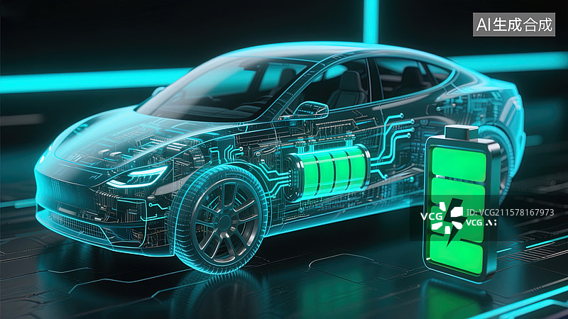 【AI数字艺术】新能源汽车科技感设计图片素材