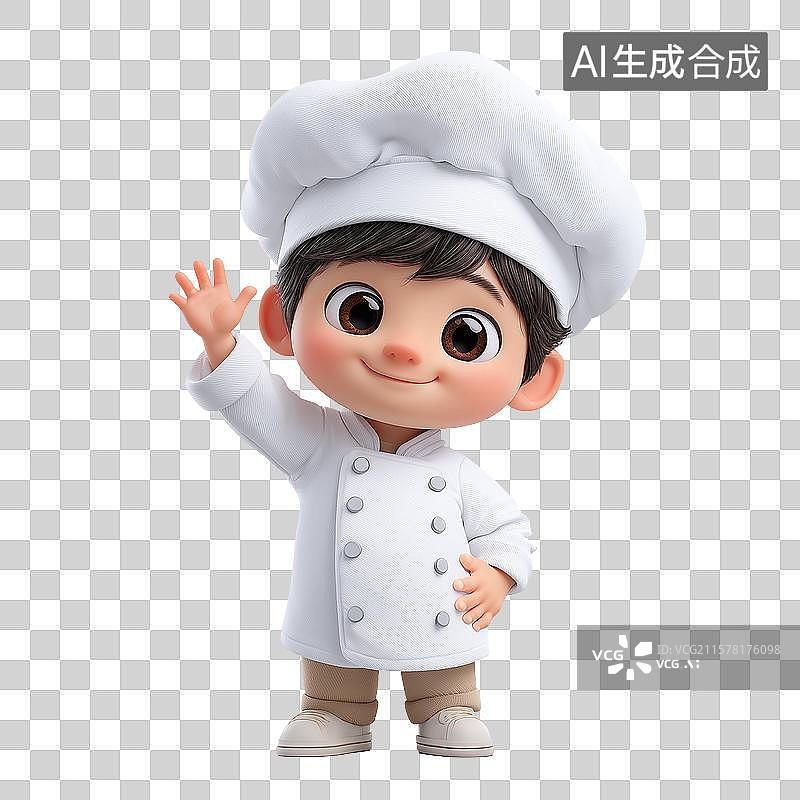 【AI数字艺术】穿着厨师服的儿童卡通图片素材