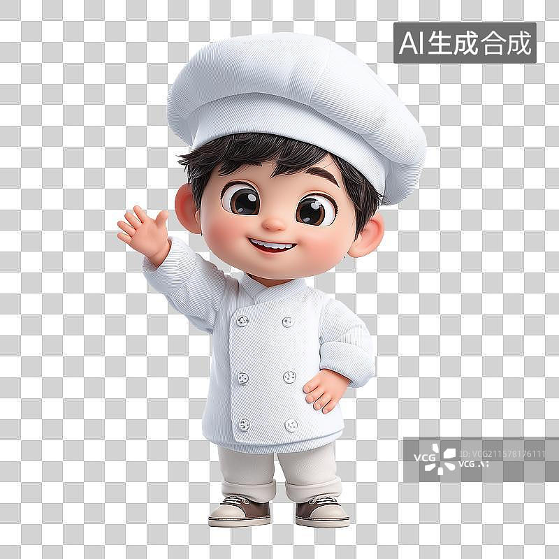 【AI数字艺术】穿着厨师服的儿童卡通图片素材