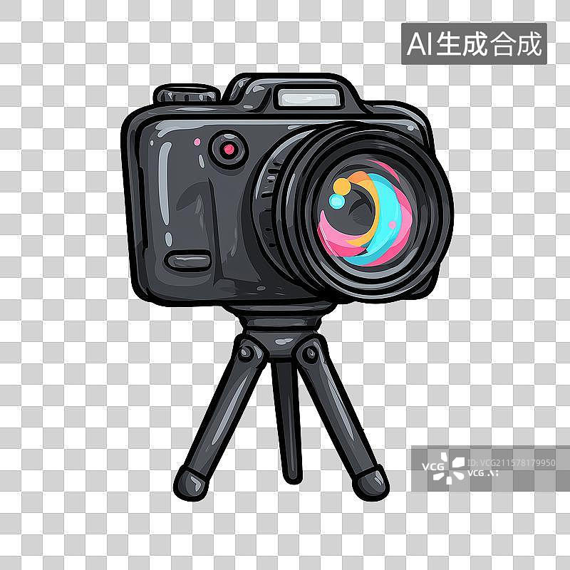 【AI数字艺术】三脚架架着相机图片素材