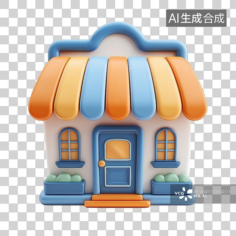 【AI数字艺术】可爱的商店简约图标图片素材