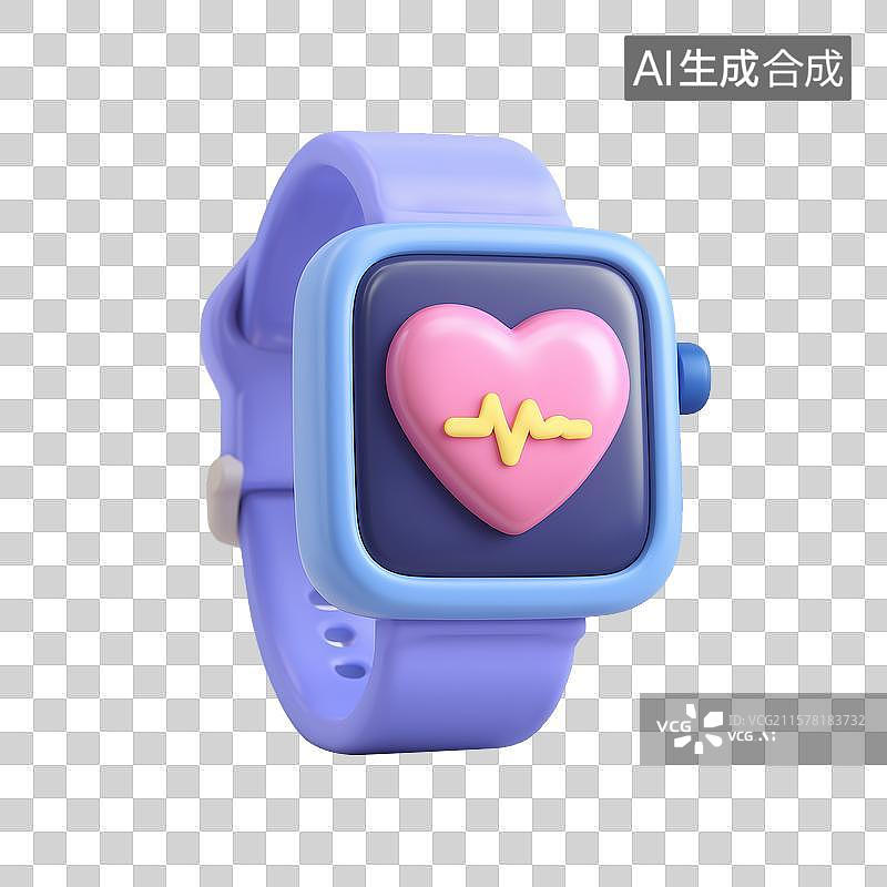 【AI数字艺术】心电图和智能手表图片素材