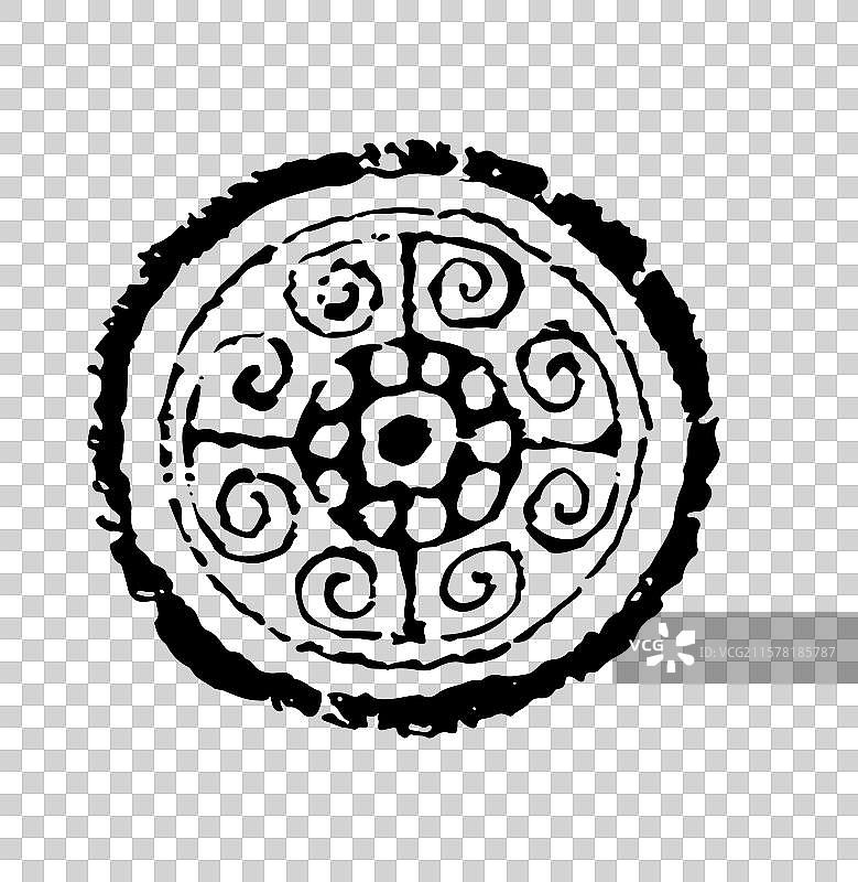 水墨 瓦当 艺术 拓片图片素材