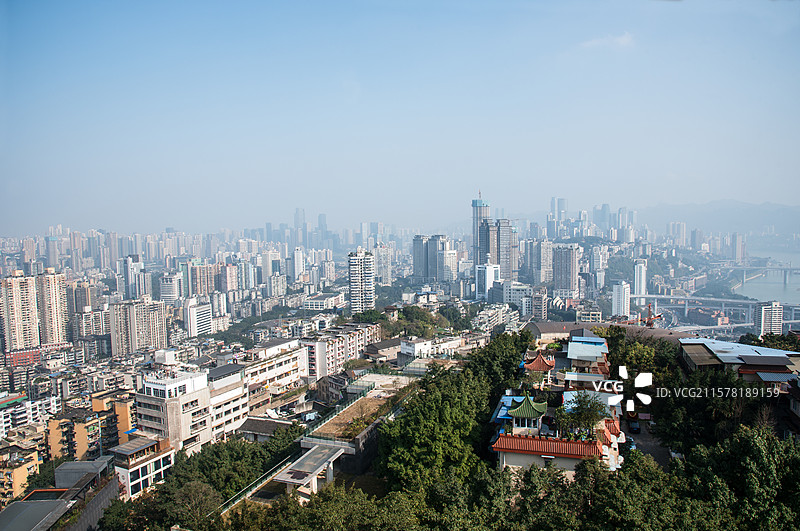 俯瞰中国重庆城市建筑群风光图片素材